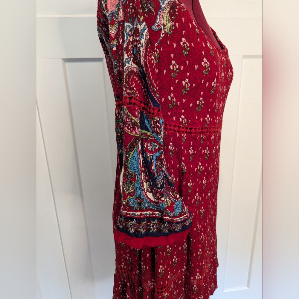 Mini Dress Boho Paisley Floral Size Large - Picture 10 of 13